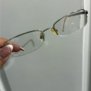 Silver Rimless Reading Glasses with Yellow Nose Pads